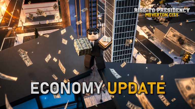 Roblox promotional thumbnail for Rise to Presidency: Moverton City